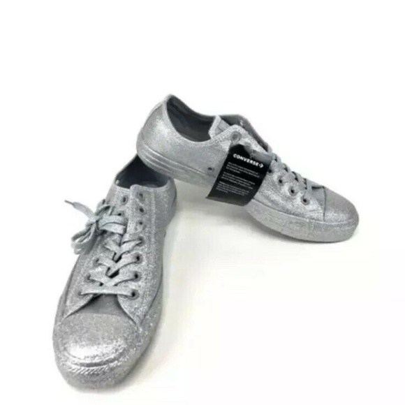 converse womens silver glitter sneakers
